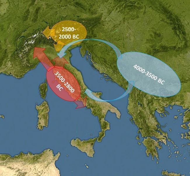 Verbreitung des Kupfers im prähistorischen Italien. Quelle: https://www.nature.com/articles/s41598-024-54825-z